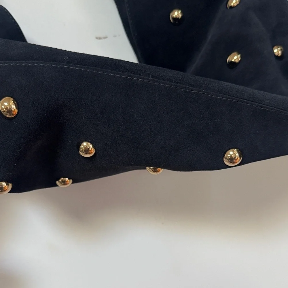 Madewell Mylie Studded Suede Hobo Shoulder Bag Juniper Berry Blue